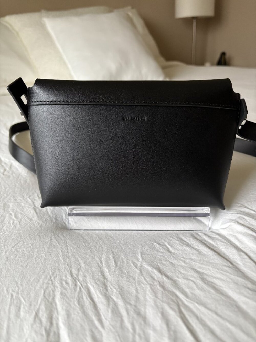 AllSaints Francine Crossbody Bag in Black Leather - Picture 2 of 7